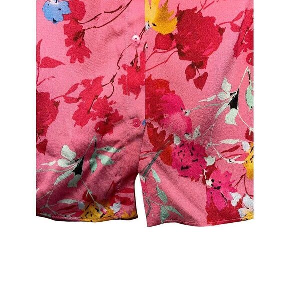 Zara Pink Floral Print Blouse with Elastic Cuffs Size Small - Picture 10 of 14